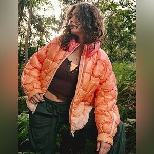 NEW Free People Scrunchy Glossy Printed Pippa Packable Puffer Jacket